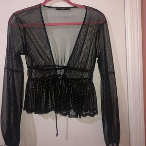Hespreus Cute black mesh top